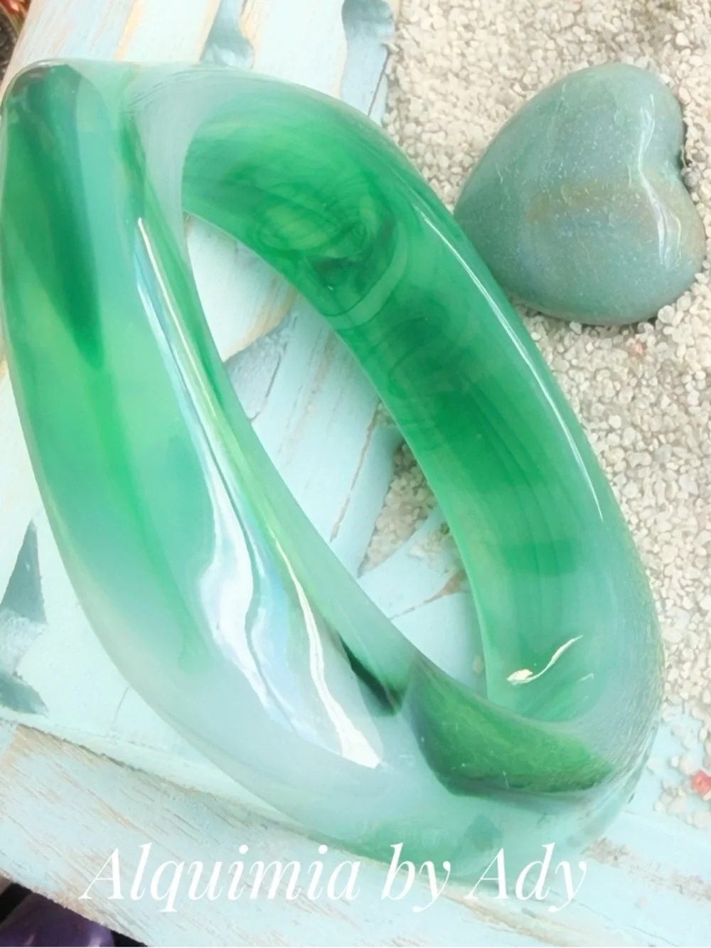Alquimia Green Resin Bangle Bracelet